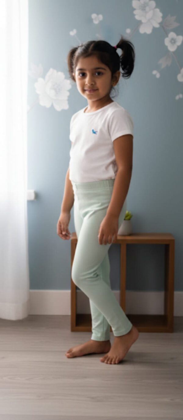 Little Kids Soft Cotton Leggings – Mint Green