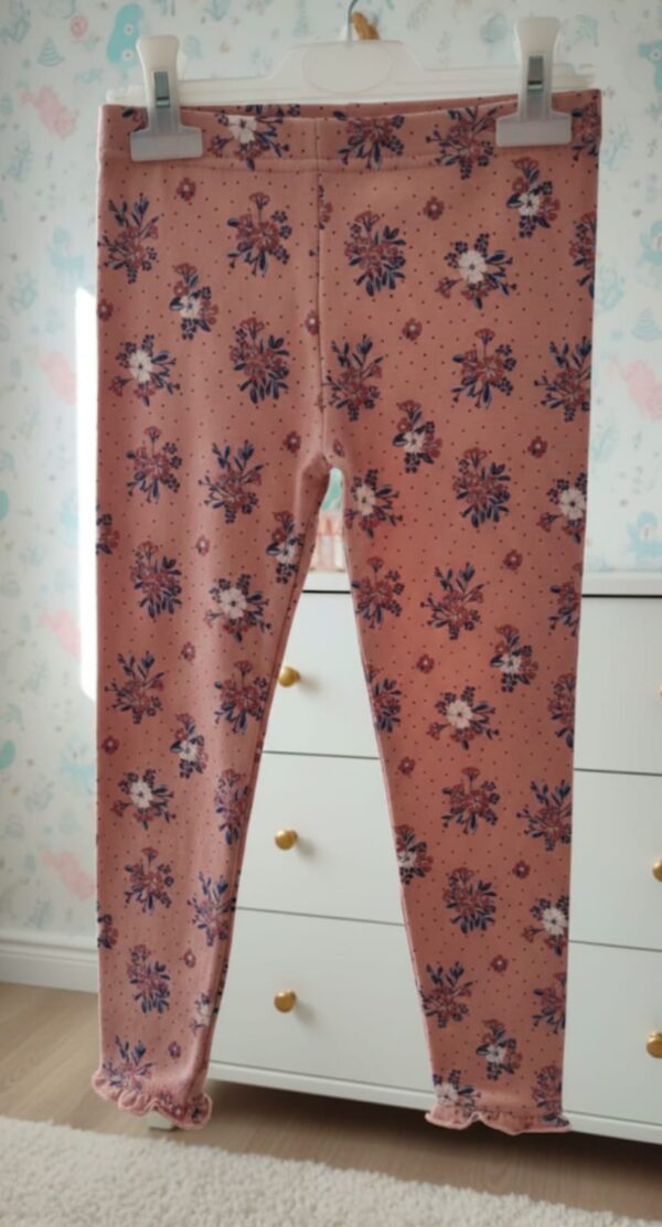 Little Kids Girls Floral Leggings – Peach Color